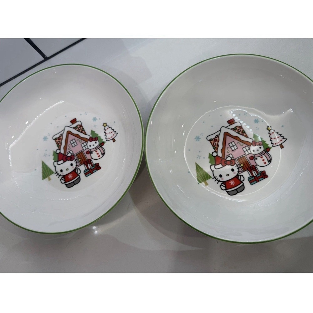 NEW Hello Kitty Christmas Ceramic Bowl-Large 46 oz snowman 2022 sanrio Set Of 2